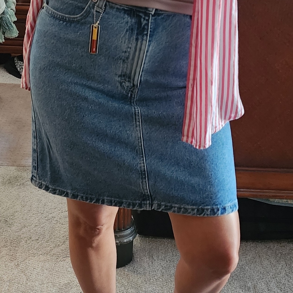 Vintage Y2k Tommy Hilfiger Blue Denim Mini Skirt - 12